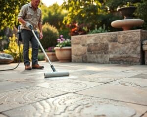 Natursteinreinigung Sandstein und Granit im Außenbereich