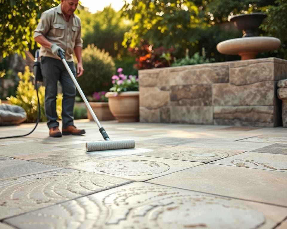 Natursteinreinigung Sandstein und Granit im Außenbereich