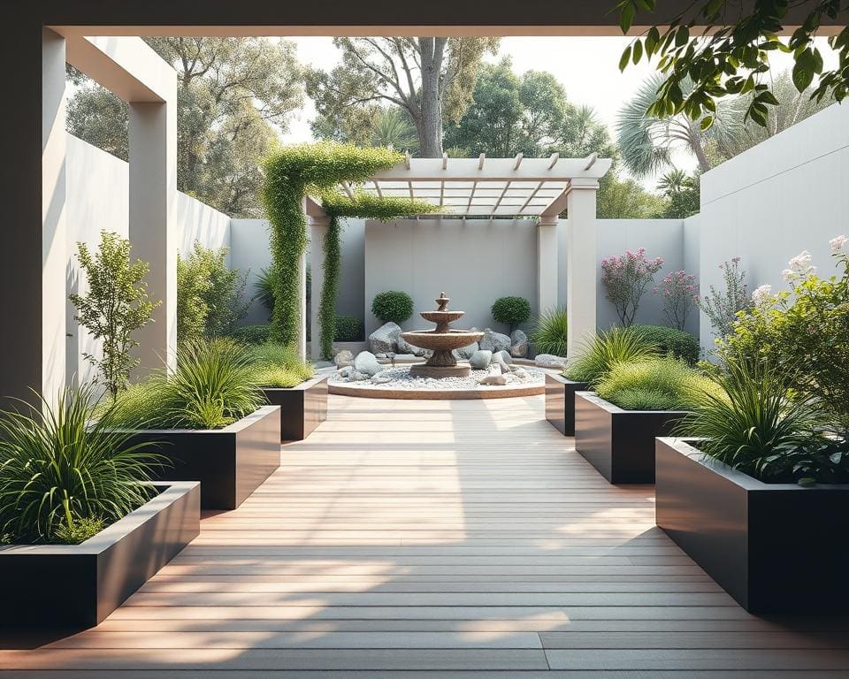 Strukturelemente für moderne Gartenarchitektur