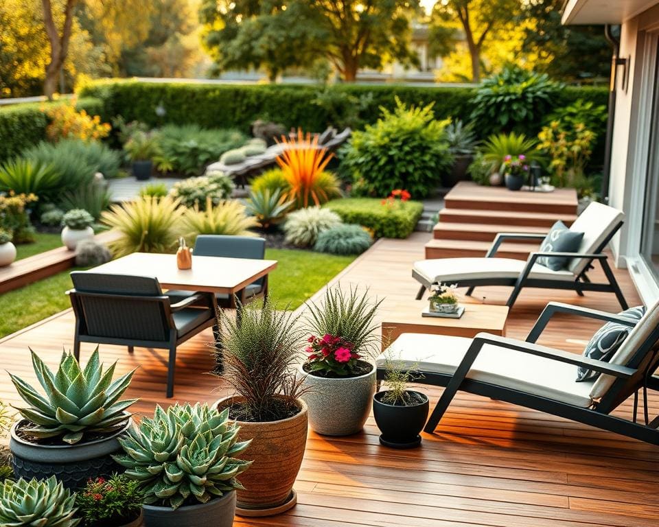 Welche Pflanzen ergänzen moderne Gartenmöbel?